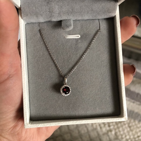 NEW Sterling Silver Gemstone Diamond Necklace - Picture 2 of 9